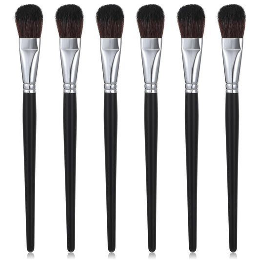 1 Inch Mop Brush For Acrylic Painting 6 Pcs Oval Blending Brush For Acrylic Painting With Short Wooden Handle Mop Paint Brush Blending Brush For Watercolor Gouache Face Body (Black)