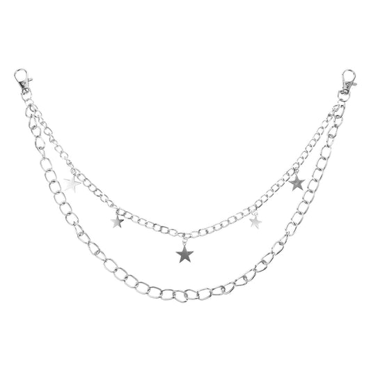 1 PCS Chains for Jeans Hip Hop Pants Chain Star Punk Pocket Chains for Women Layered Rock Wallet Silver Pants Goth Jean Cute Trouser Chain for Women Men Halloween Jewelry Clothing Accessories