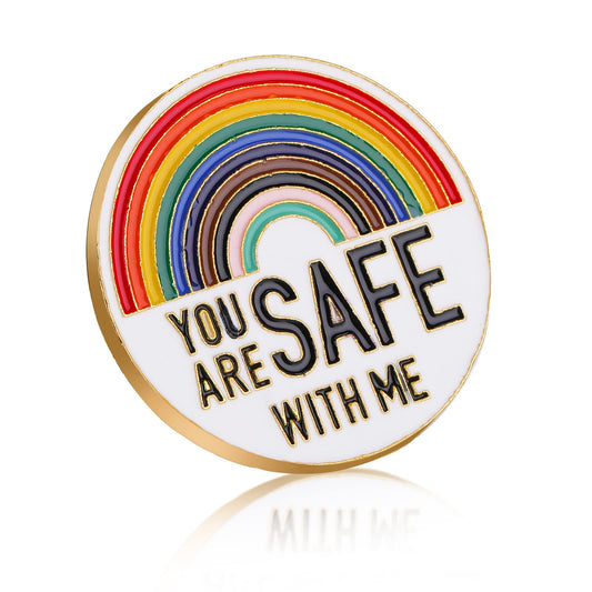 You Are Safe With Me, Pride Pins Ceramic Pins Rainbow Pride Pin Retractable Nurse Doctor Police Gifts Badge Lgbtq Pins Reel Brooch Lapel Pin Badge Holder Lgbtq Accessories For Wear On Backpacks
