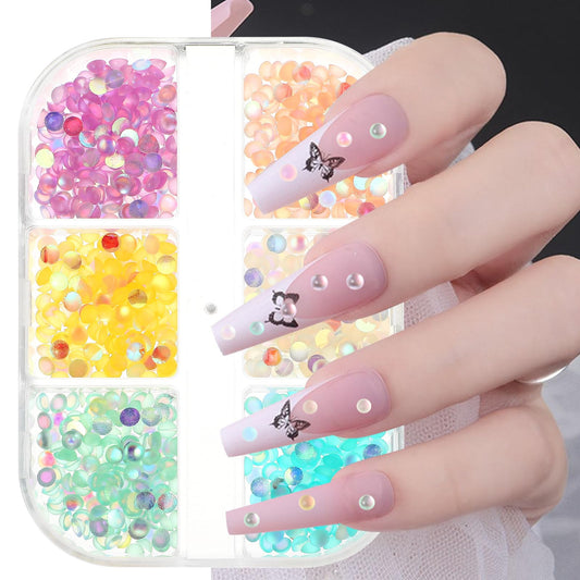 1 Box Nail Art Gems Bubble Nail Charms Gems for Acrylic Nails Art Decoration Acrylic Nails Flatback Rhinestones 3D Bubble Beads Nail Charms Jewelry Mixed Color 6 Grids Aurora Crystal Gems Nail For Diy