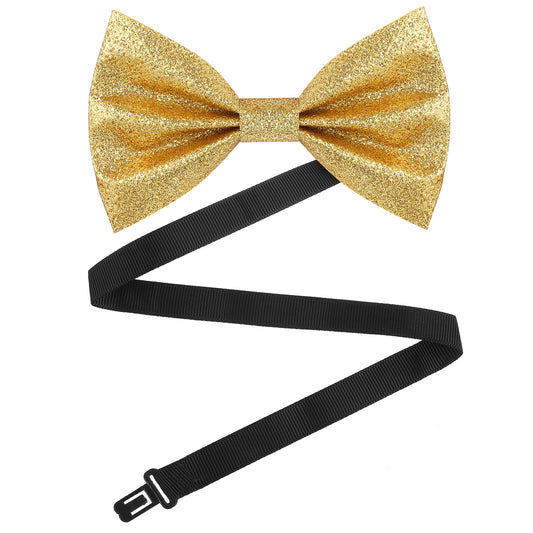 1 PCS Gold Bow Tie, 4.72 × 2.76 Inches Sequin Bow Tie, Adjustable Length Fancy Pre Tied Glitter Shiny Sequin Bow for Men Banquet Carnival Party Christmas Fancy Dress Wedding